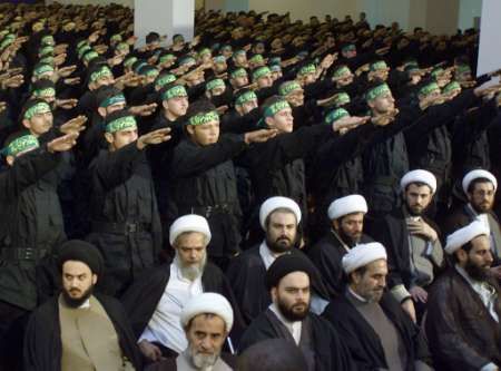 new recruits of the guerrilla movement Hizbollah take their oath